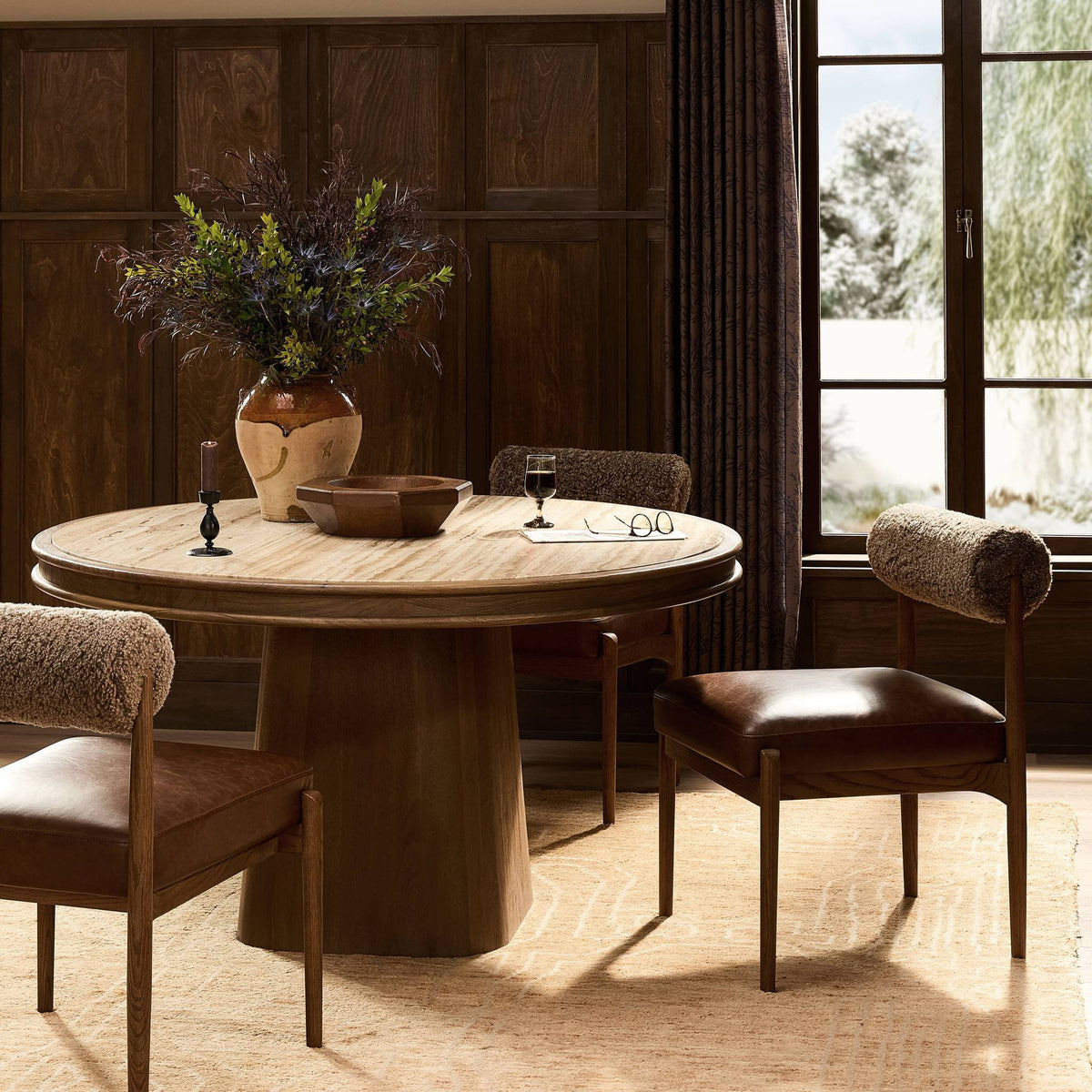 Bourne Dining Table - Light Beige Travertine