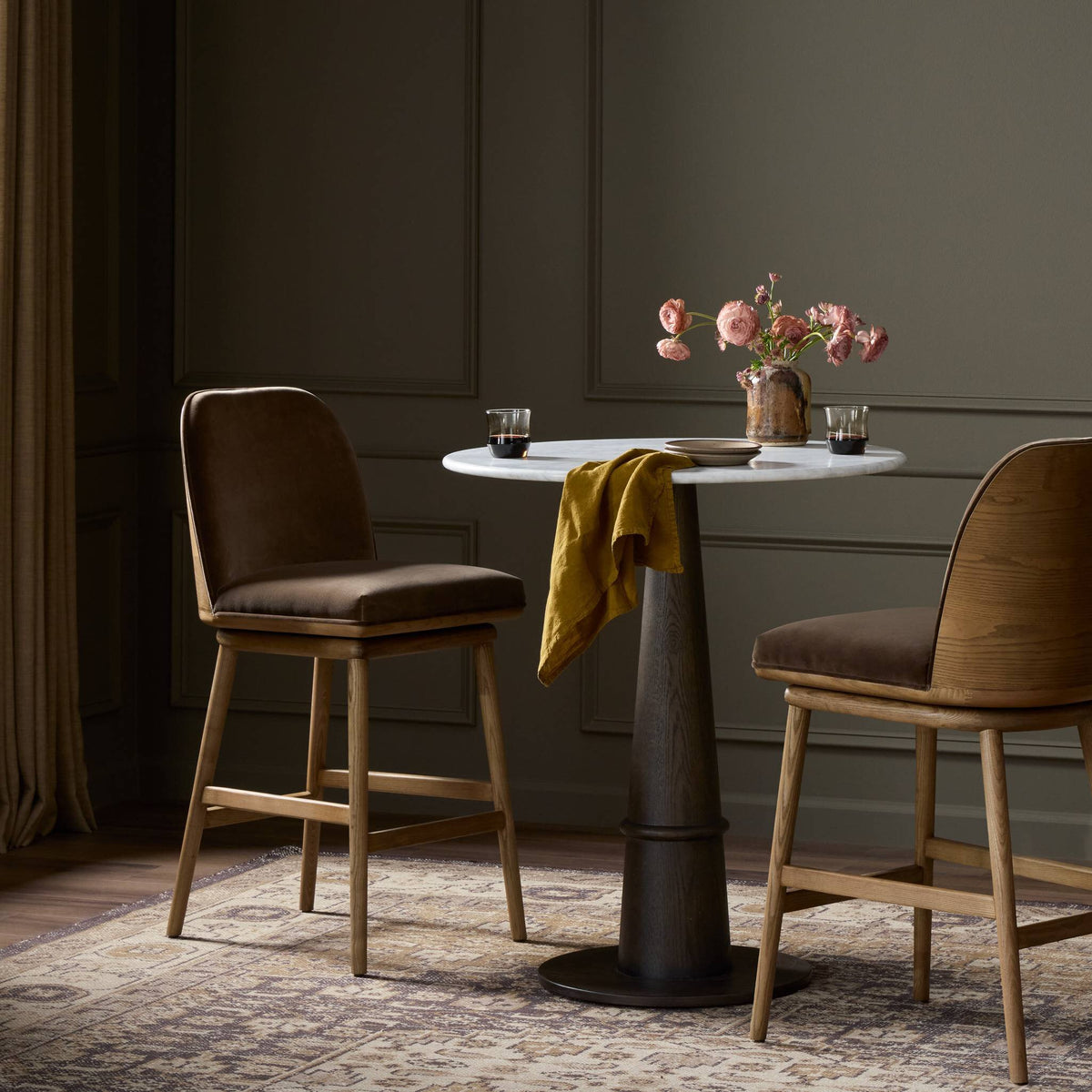 Camden Swivel Bar + Counter Stool - Surrey Mink