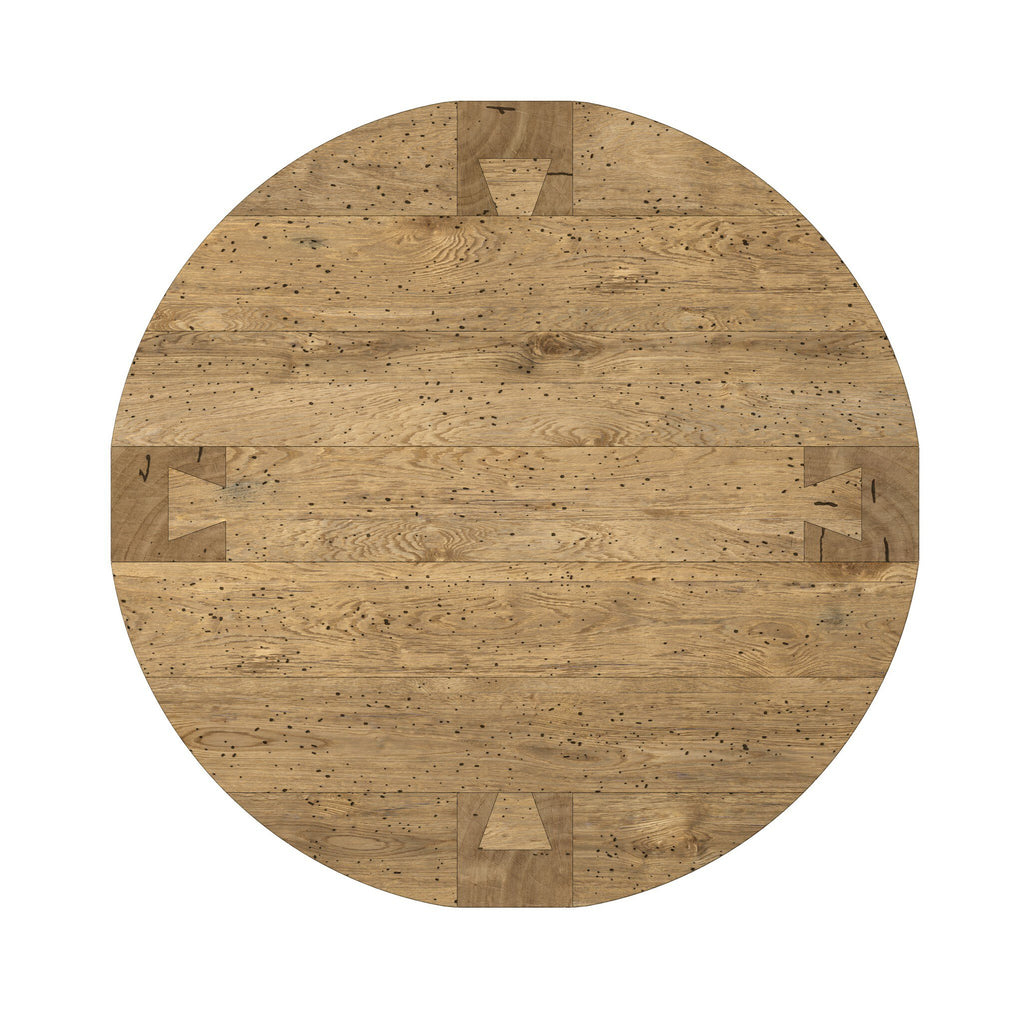 Abaso Round Coffee Table - Rustic Wormwood Oak