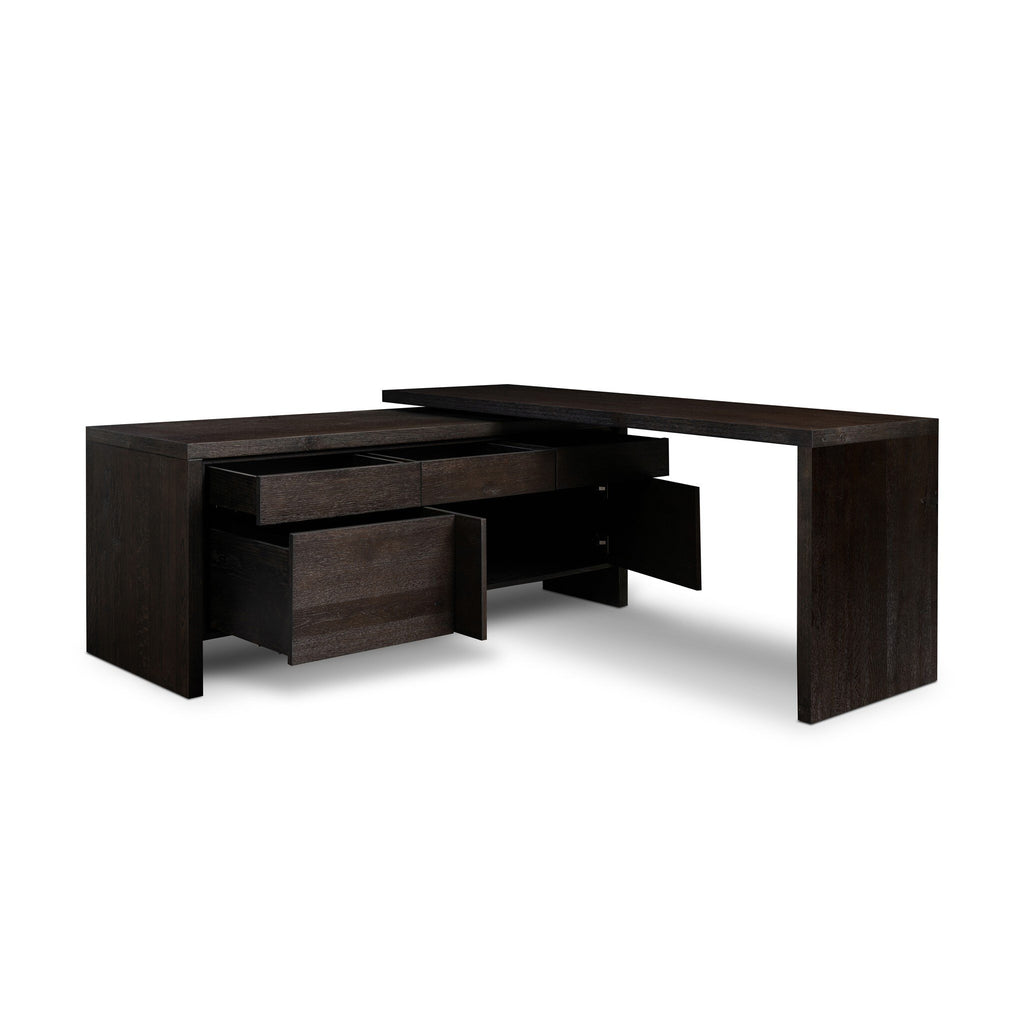Noah Rotating Desk - Smoked Black Resawn Oak