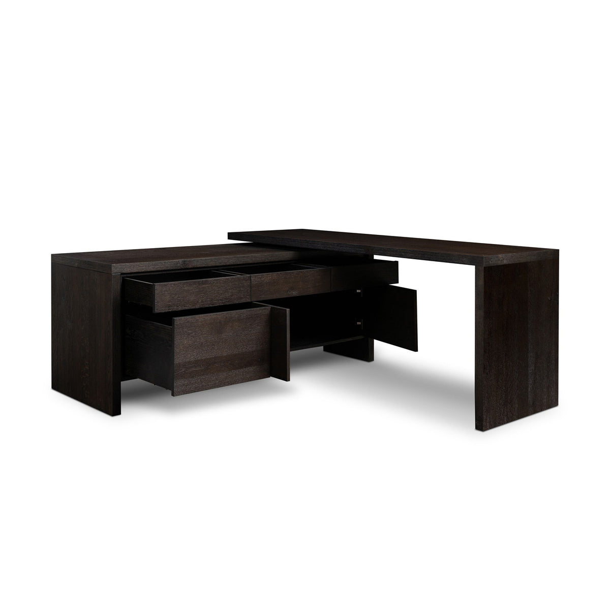 Noah Rotating Desk - Smoked Black Resawn Oak
