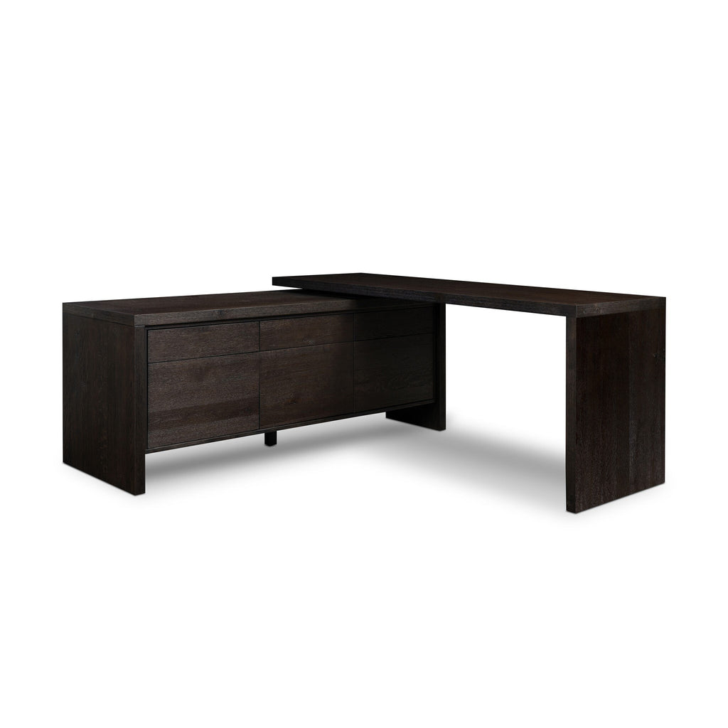 Noah Rotating Desk - Smoked Black Resawn Oak