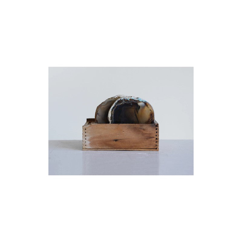4" Round Agate Coasters (brown) (set of 4)