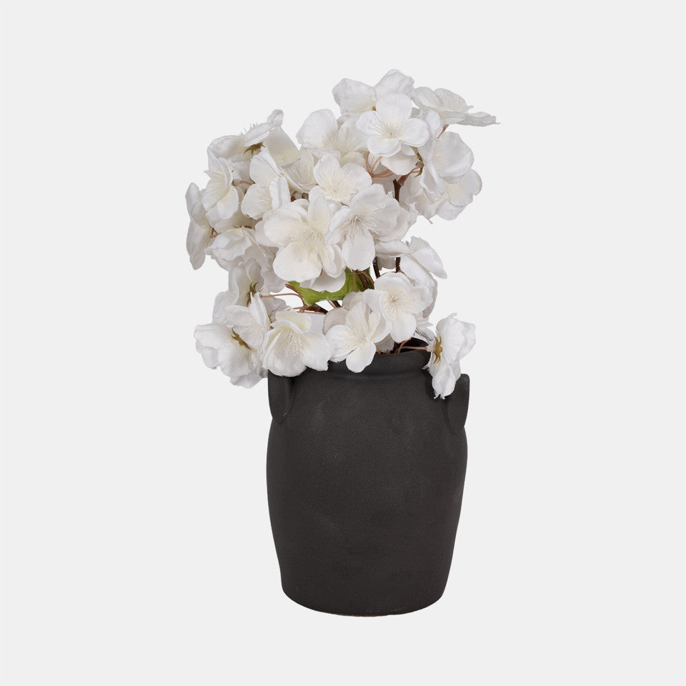 6" Rough Finish Jug With Handles, Black