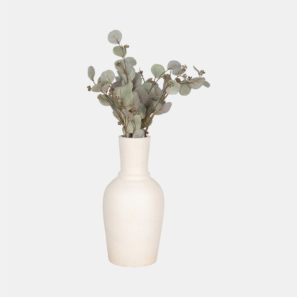 16" Vase With Ring At Neck, Ivory