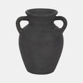 Terracotta, 9" Vase With Handles, Black