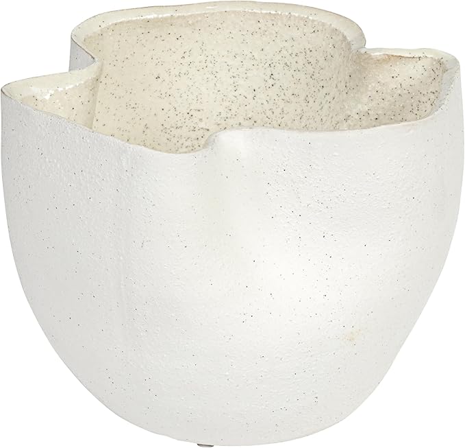 7" Stoneware Ruffled Planter with Sand Finish and Reactive Glaze