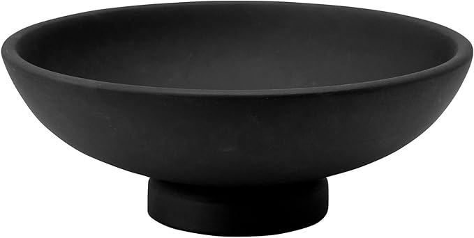 12" Black Wood Mango Bowl with Pedestal
