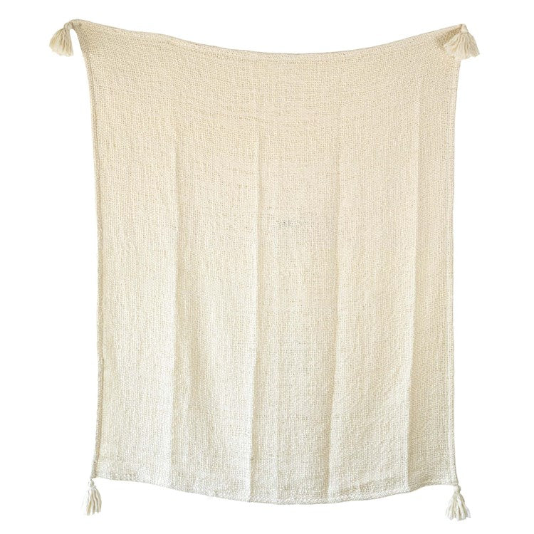 Hand Woven Mel Throw Cream 50x60