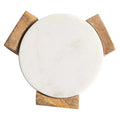 5" Round Marble Coasters w/ Wood Base (set of 4)
