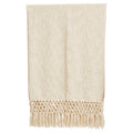 39" x 78.5" throw blanket w/ lattice tassels, ivory