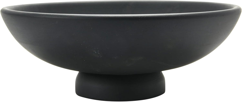 12" Black Wood Mango Bowl with Pedestal