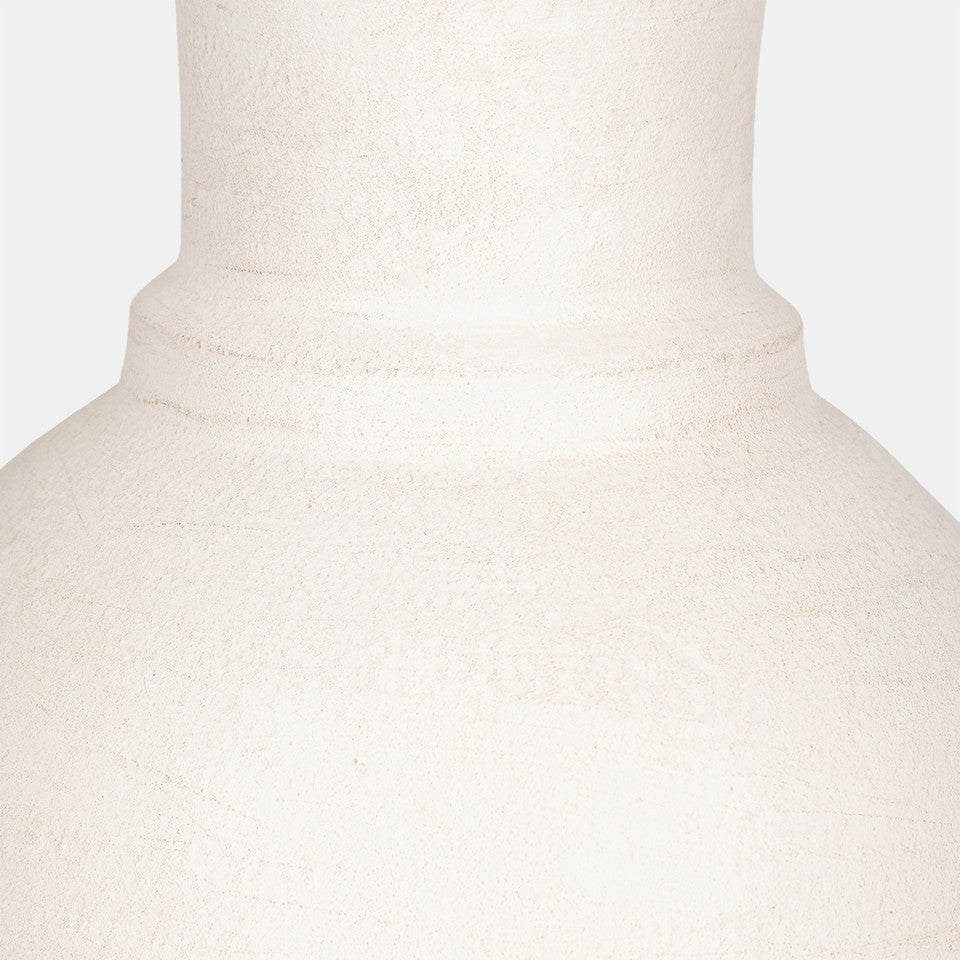 16" Vase With Ring At Neck, Ivory