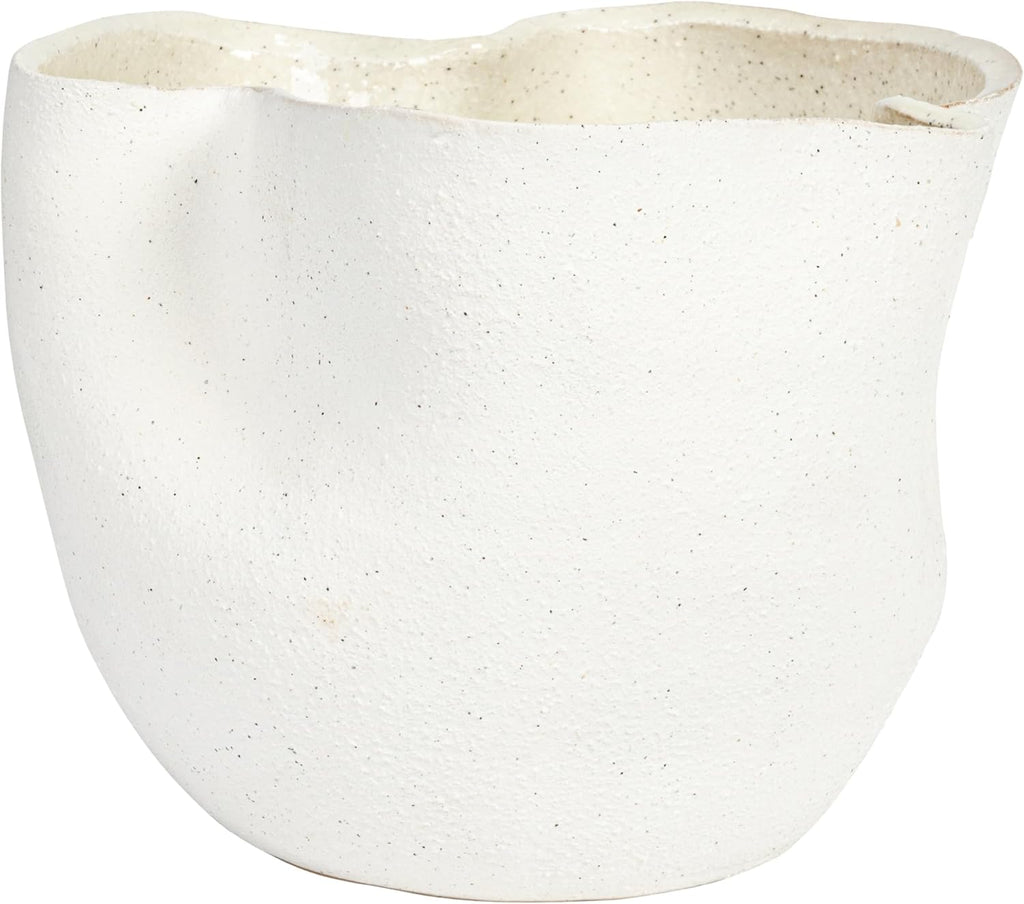 7" Stoneware Ruffled Planter with Sand Finish and Reactive Glaze