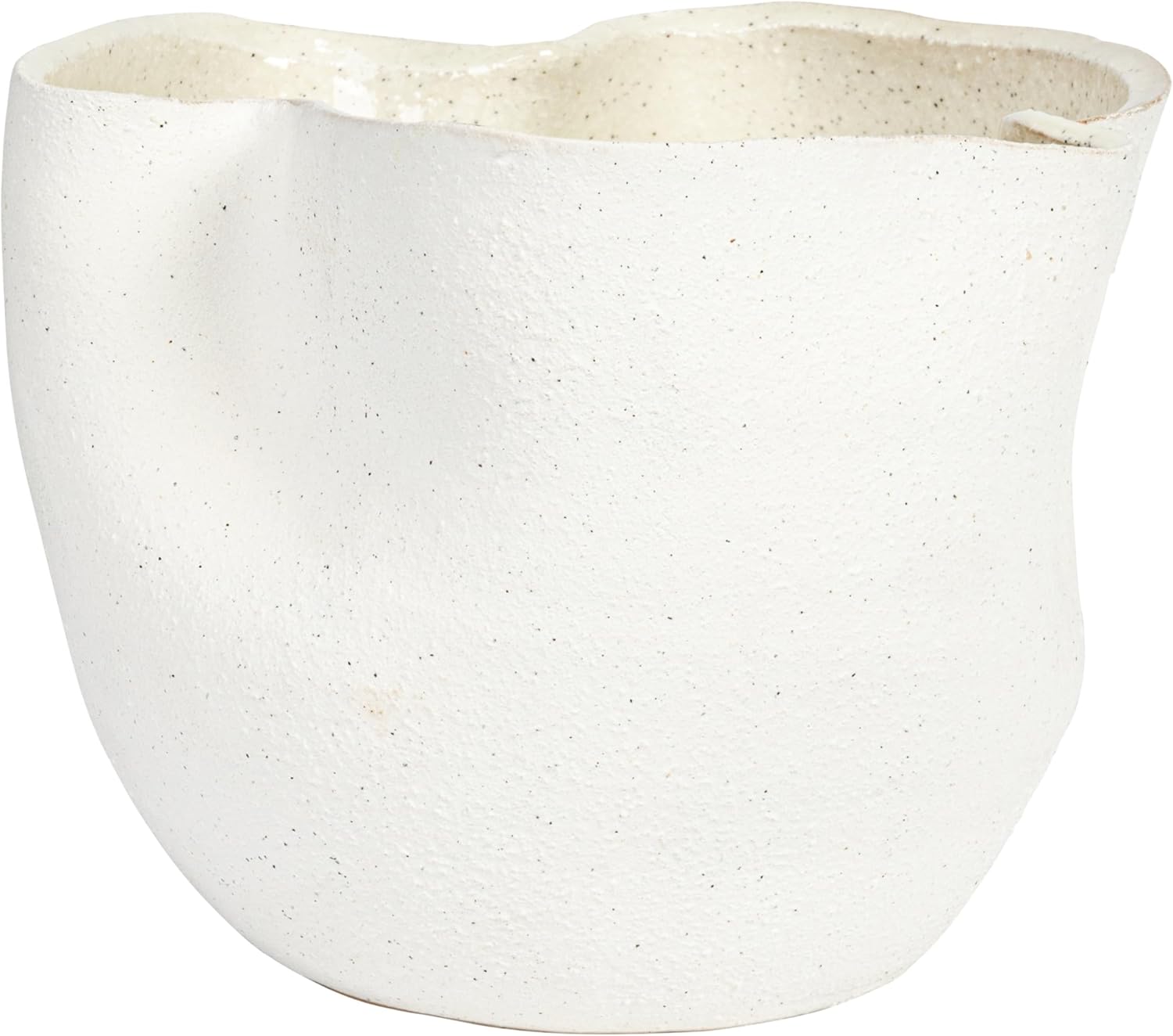 7" Stoneware Ruffled Planter with Sand Finish and Reactive Glaze