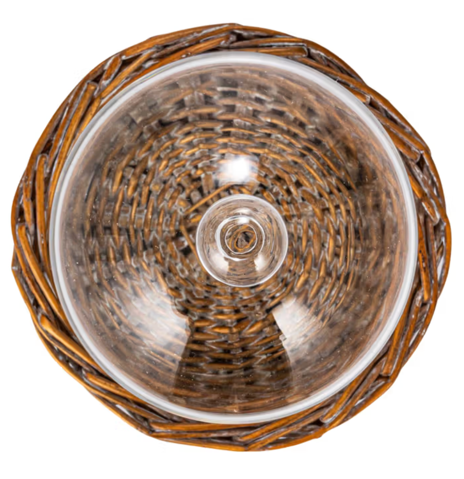 Glass Cloche w/ Wicker Base