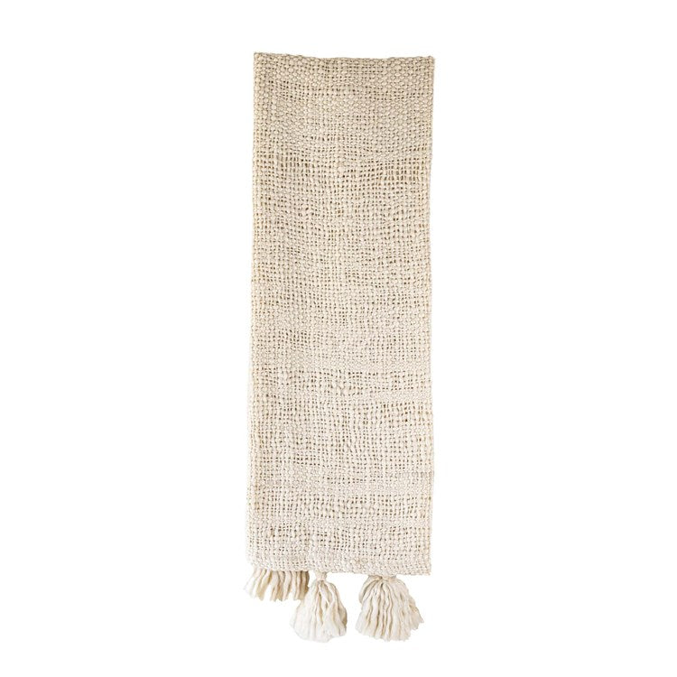 Hand Woven Mel Throw Cream 50x60
