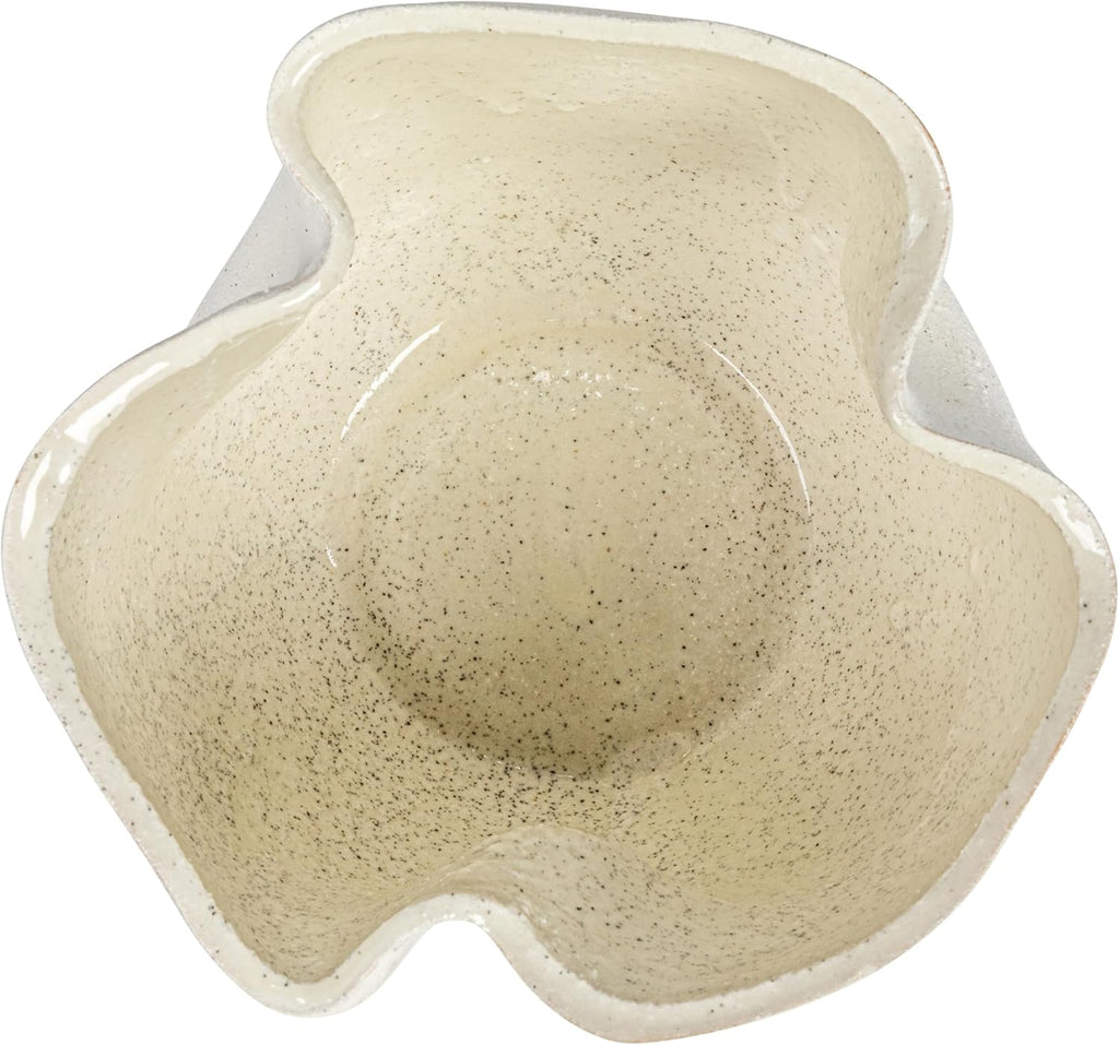 7" Stoneware Ruffled Planter with Sand Finish and Reactive Glaze