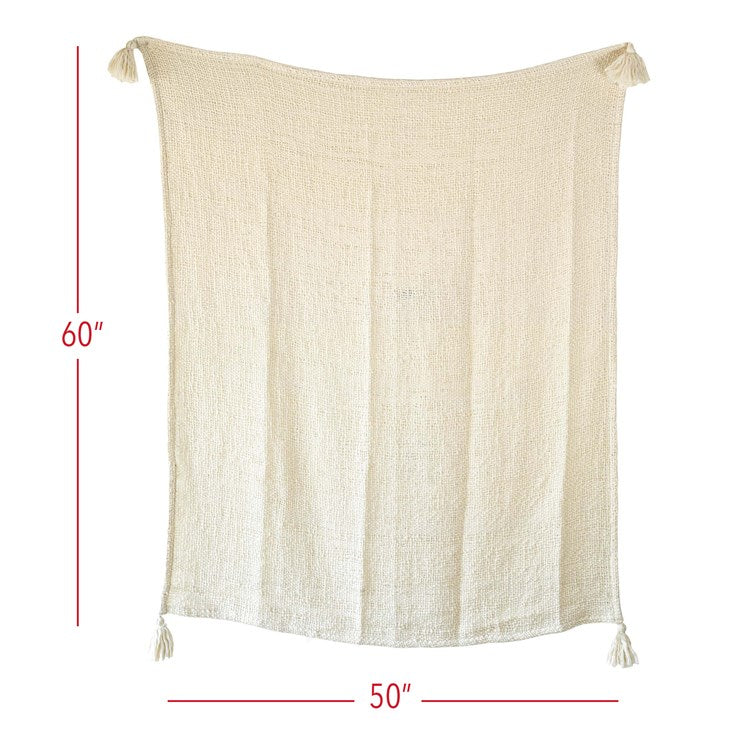 Hand Woven Mel Throw Cream 50x60