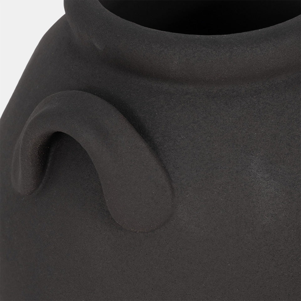 6" Rough Finish Jug With Handles, Black