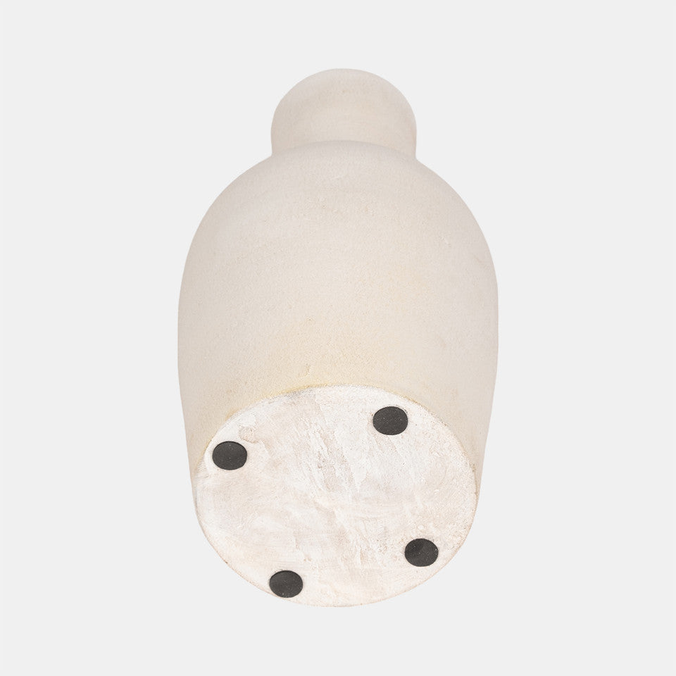 16" Vase With Ring At Neck, Ivory