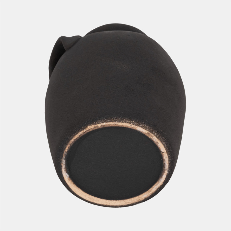 6" Rough Finish Jug With Handles, Black