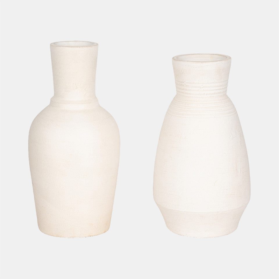 16" Vase With Ring At Neck, Ivory