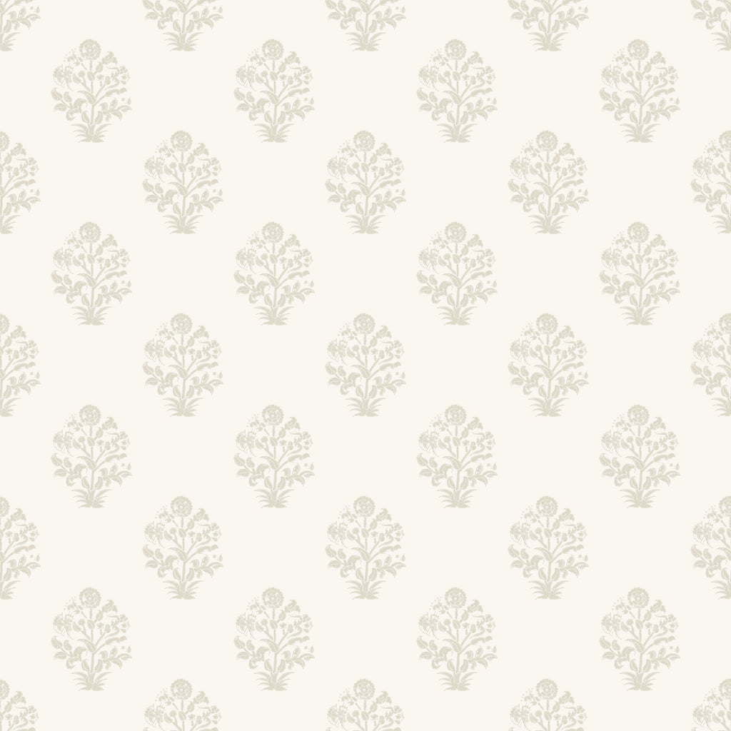 Afton Block Print in White