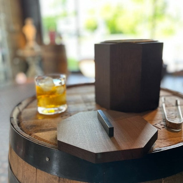 Unique Wooden Ice Bucket in Blackened Cherry