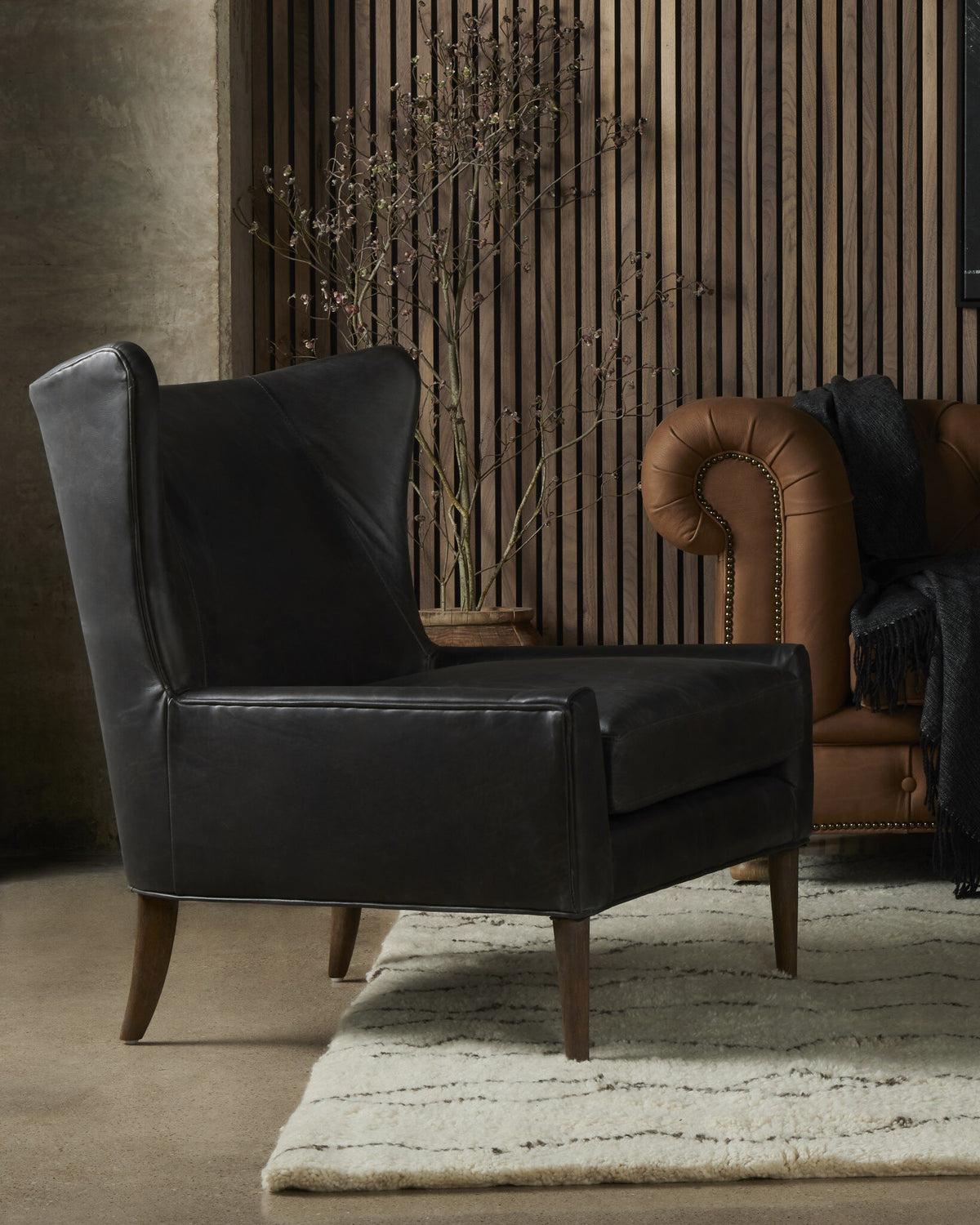 Marlow Wing Chair - Vintage Black