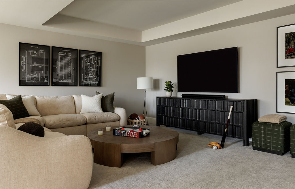 Bonus room styled by Elegant Simplicity Interiors for Mimi + Brooks.