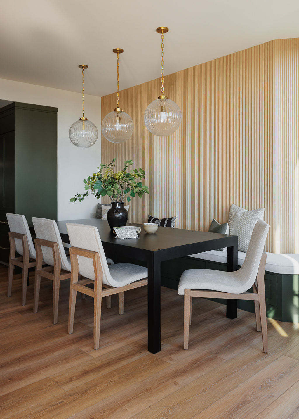 Dining room set for gathering, designed by Elegant Simplicity Interiors for Mimi + Brooks.