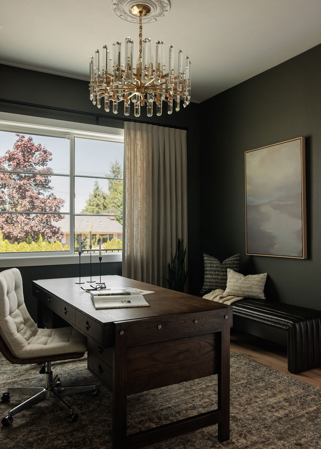 Home office designed by Elegant Simplicity Interiors for Mimi + Brooks.
