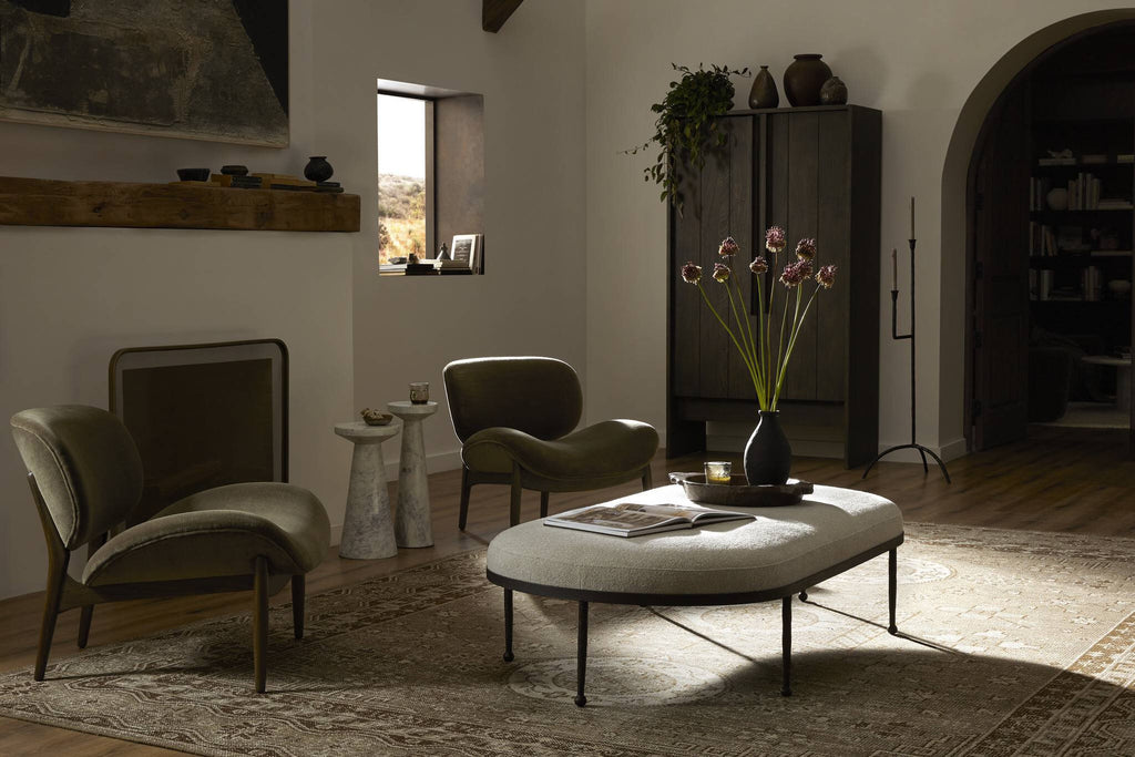 Corinne Cocktail Ottoman - Crete Pebble