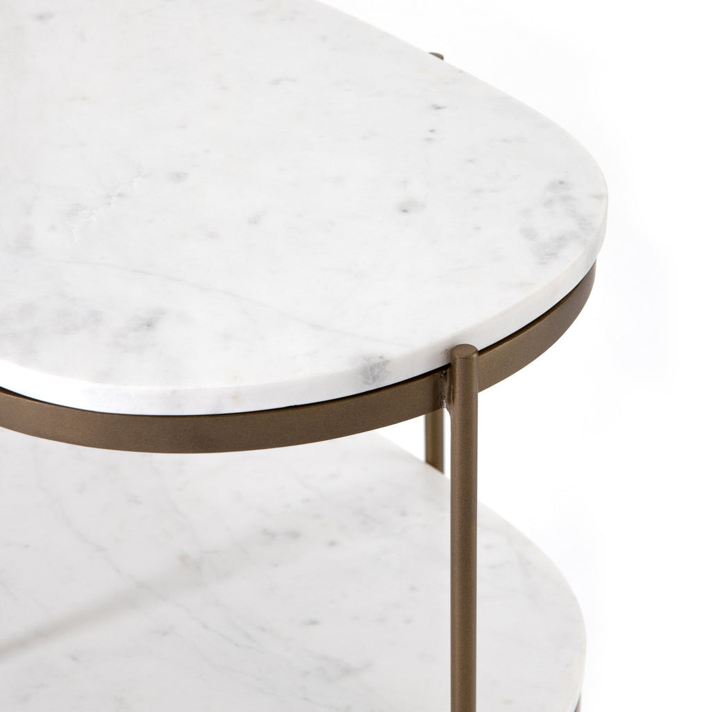 Felix Oval Nightstand - Polished White Marble