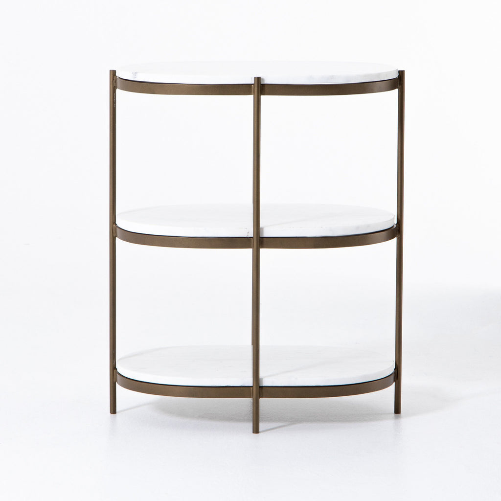 Felix Oval Nightstand - Polished White Marble