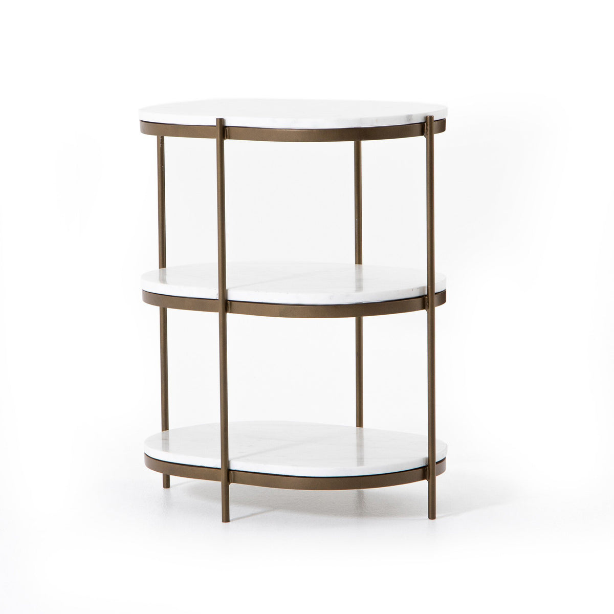 Felix Oval Nightstand - Polished White Marble