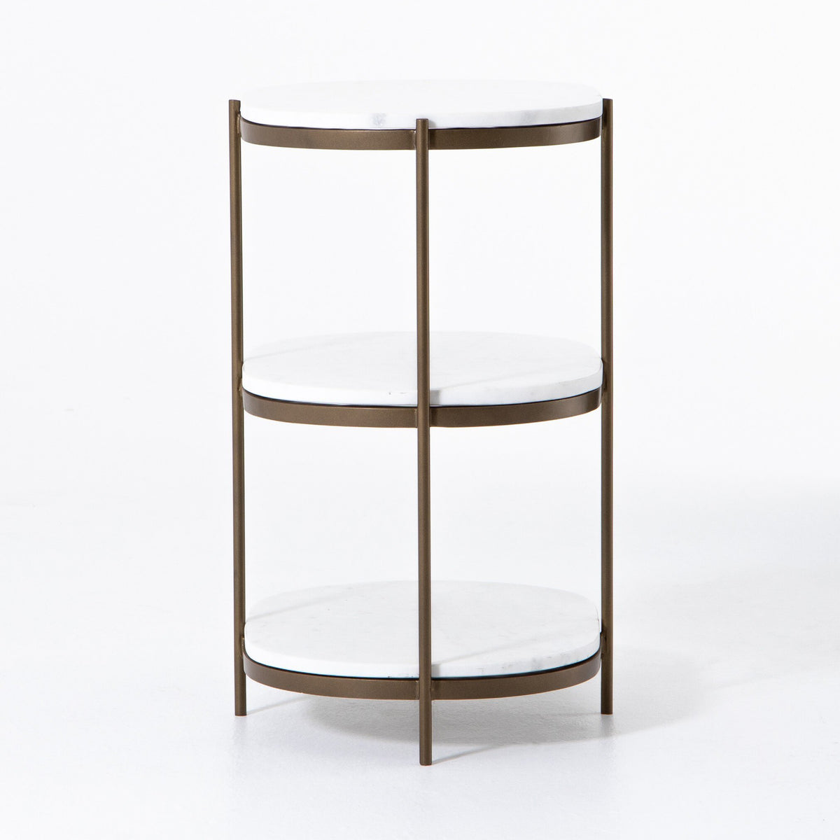 Felix Oval Nightstand - Polished White Marble