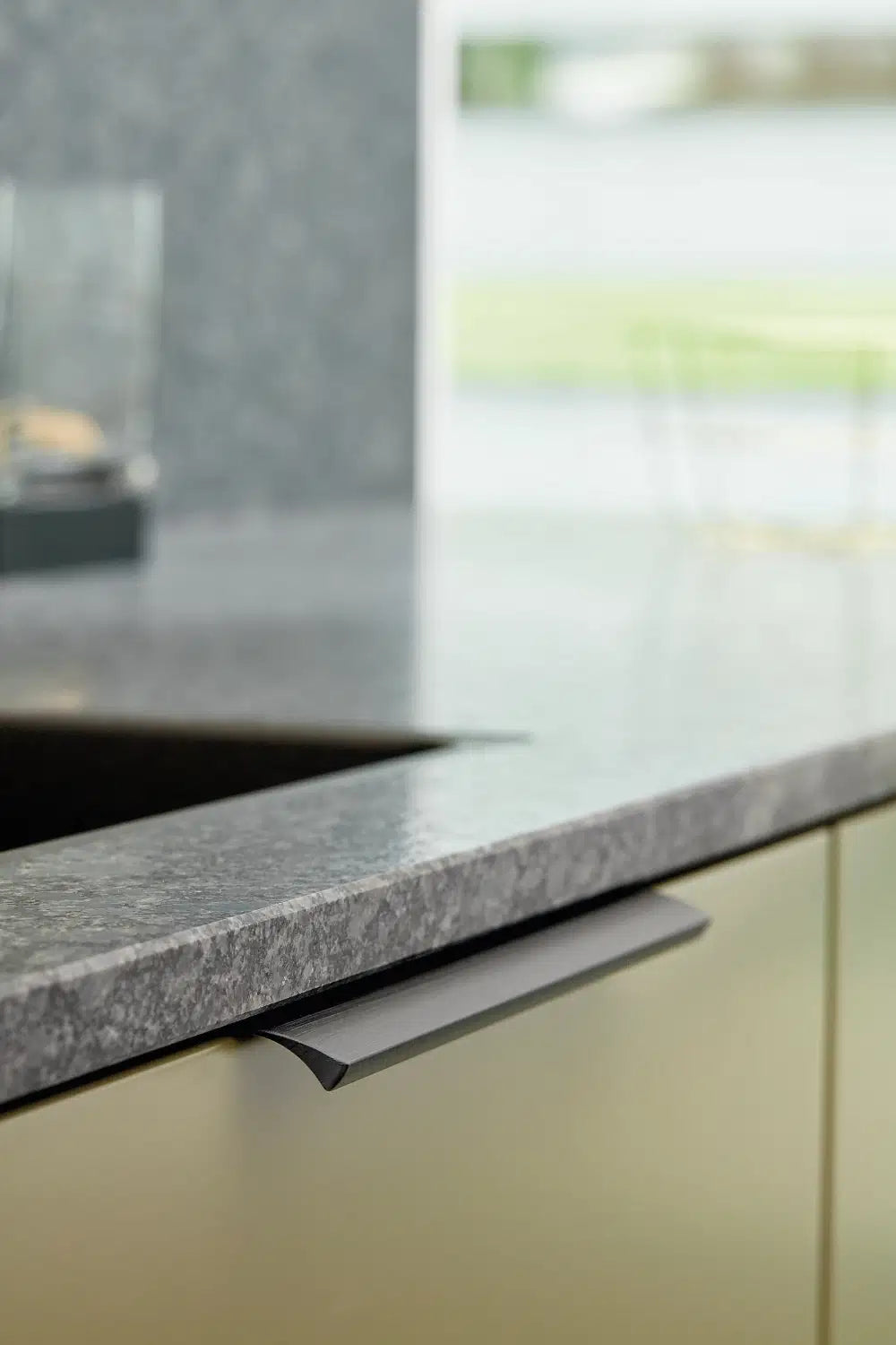 Brushed Matte Black "Edge Straight" Tab Drawer Pulls