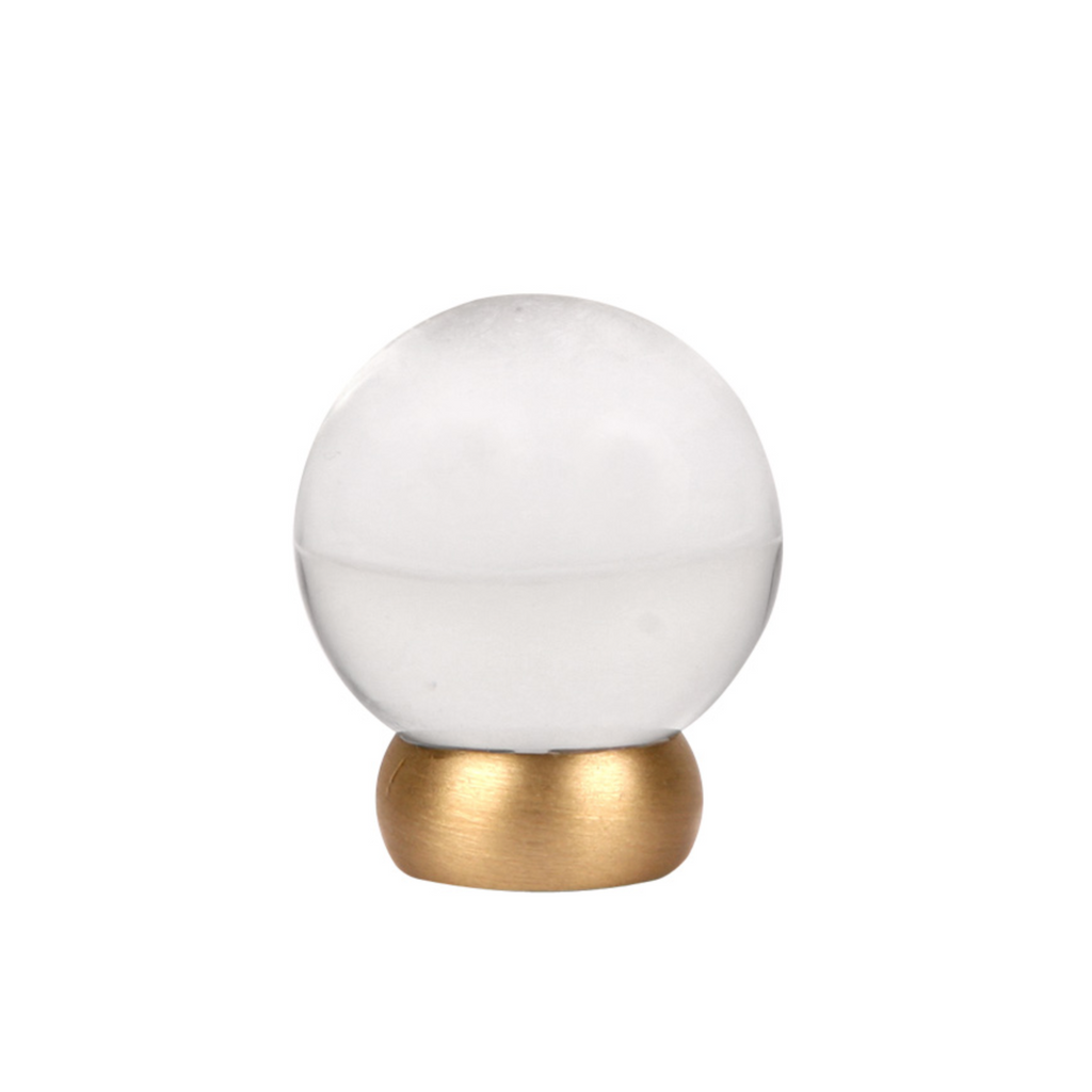 Glass Knob 1-1/8" Diameter in Clear and Brushed Brass
