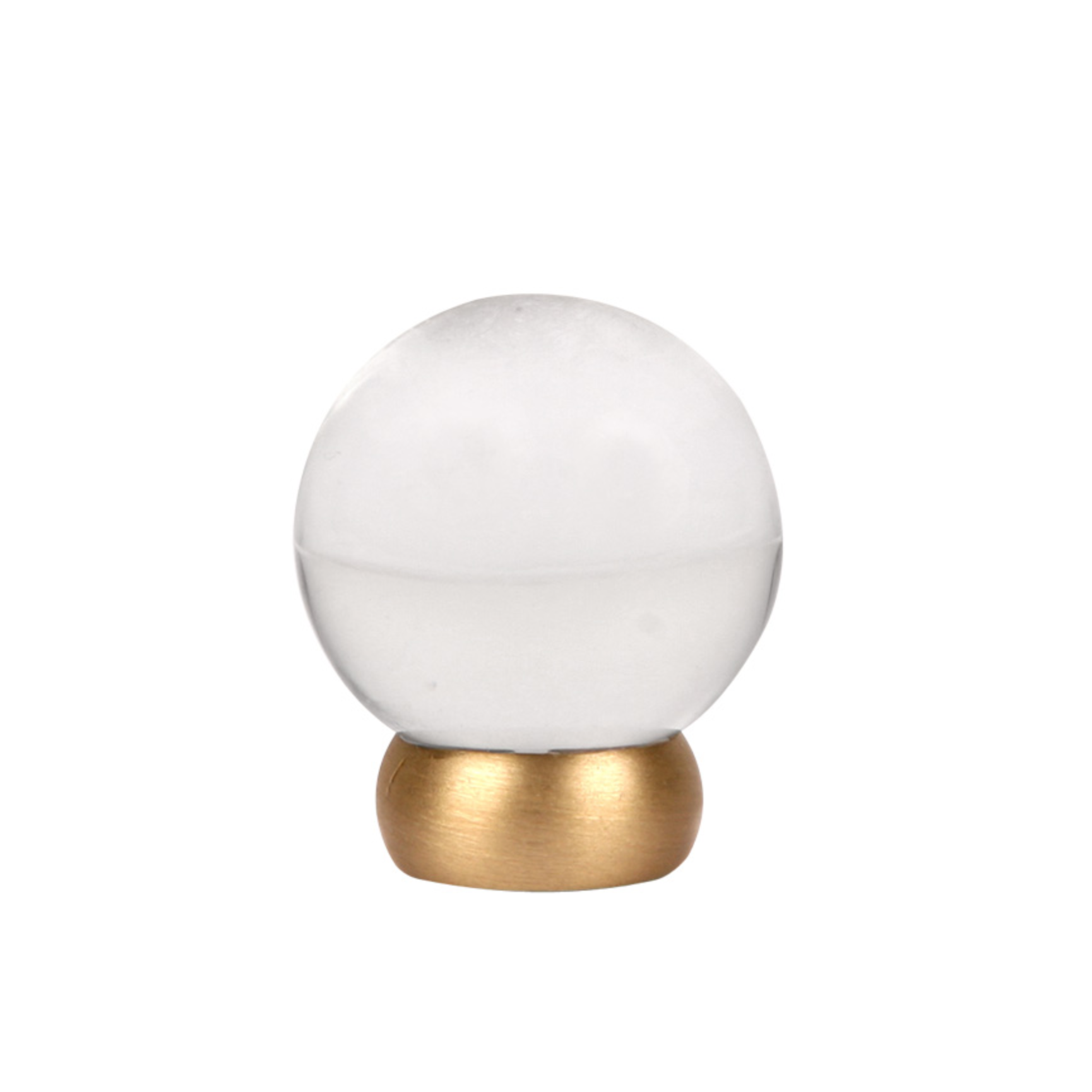 Glass Knob 1-1/8" Diameter in Clear and Brushed Brass
