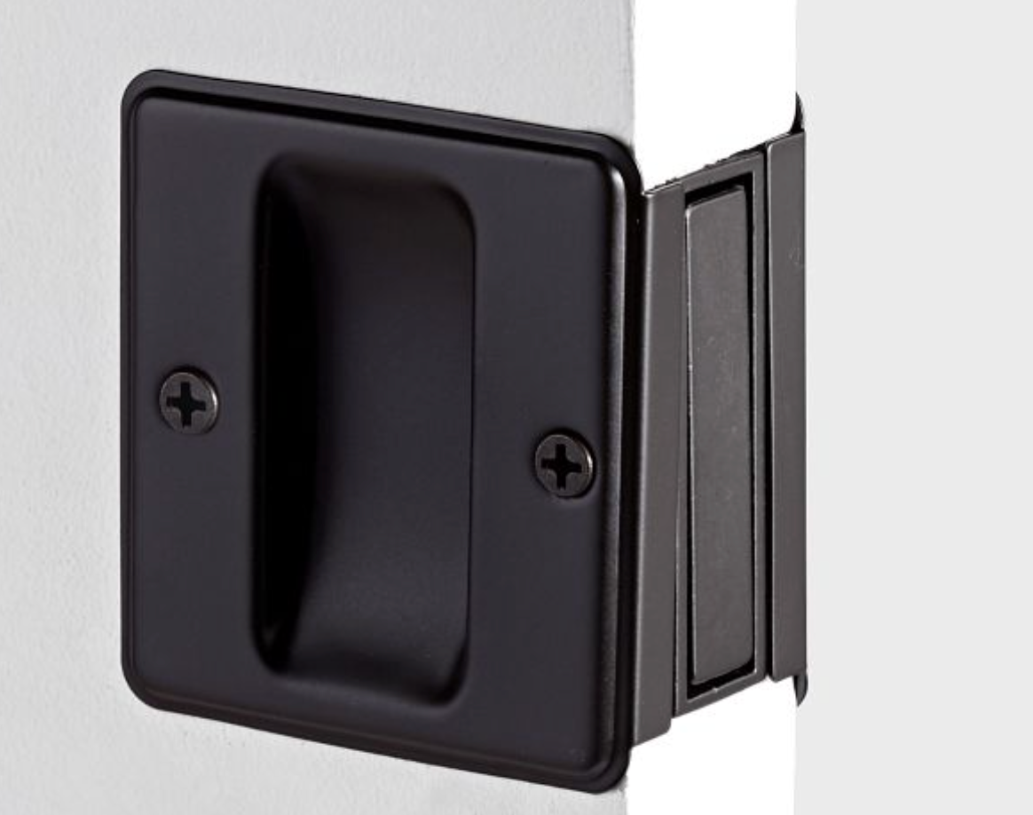 Black Passage Pocket Door Hardware