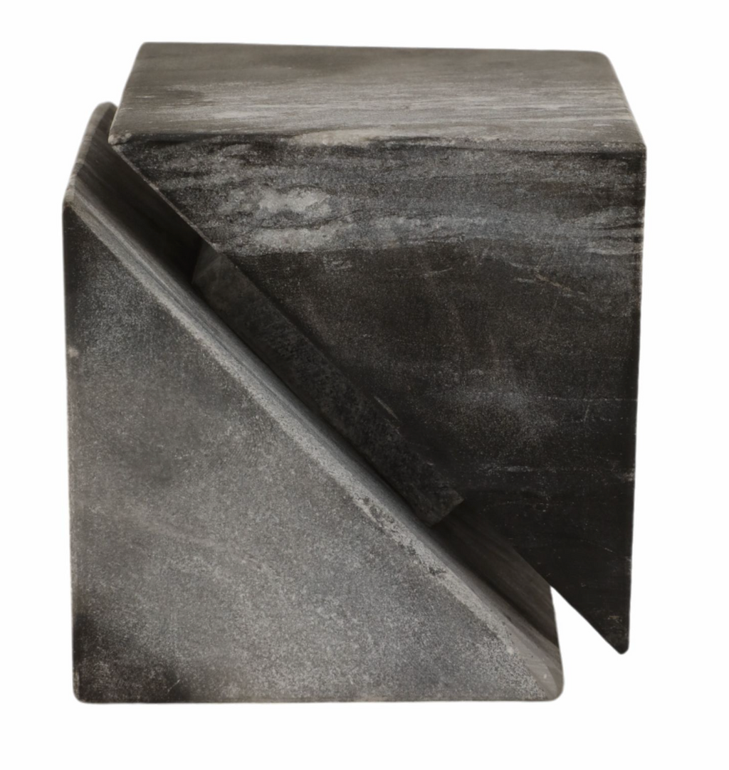4" Grey Marble Cube