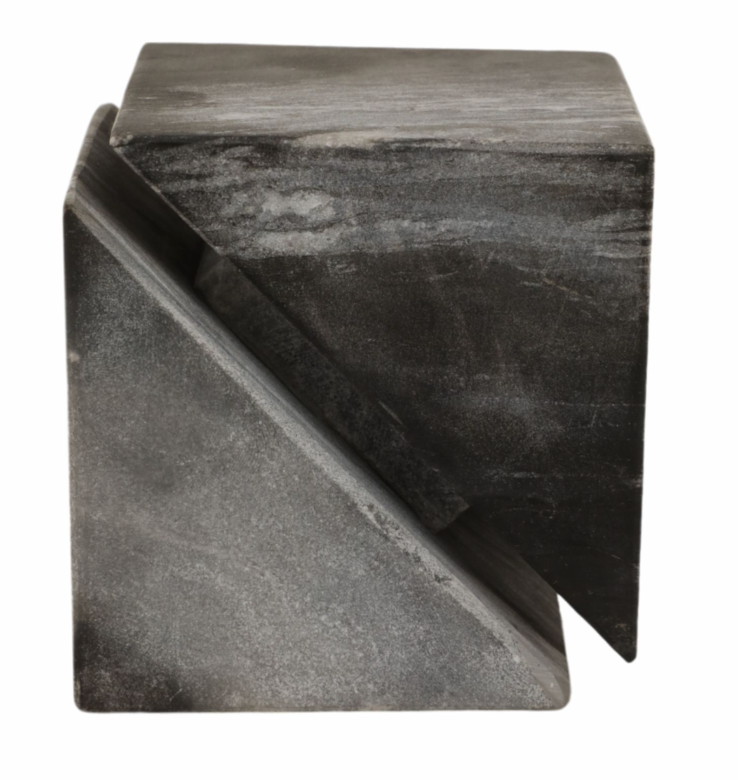 4" Grey Marble Cube