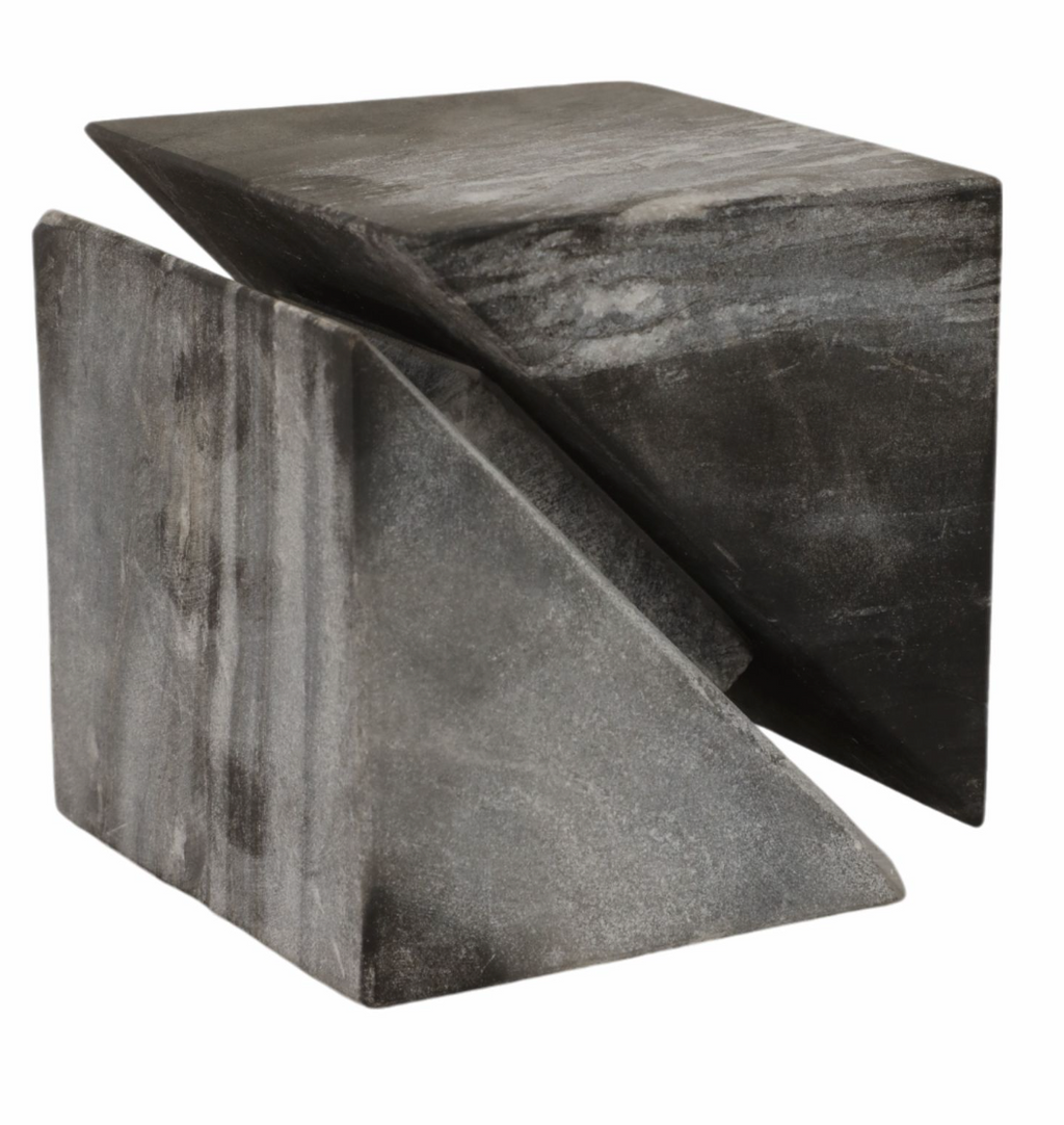 4" Grey Marble Cube