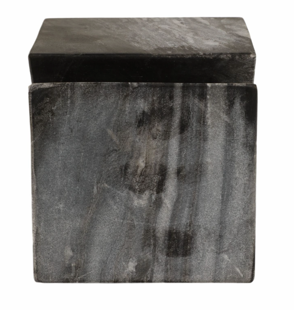 4" Grey Marble Cube