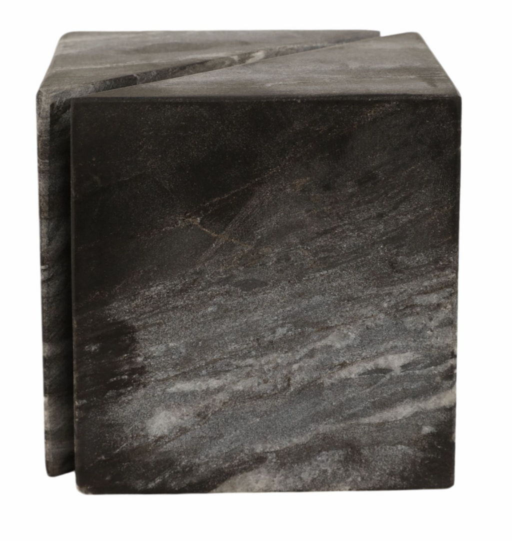 4" Grey Marble Cube