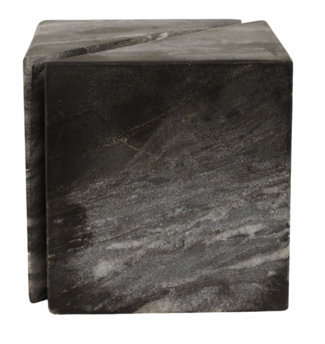 4" Grey Marble Cube
