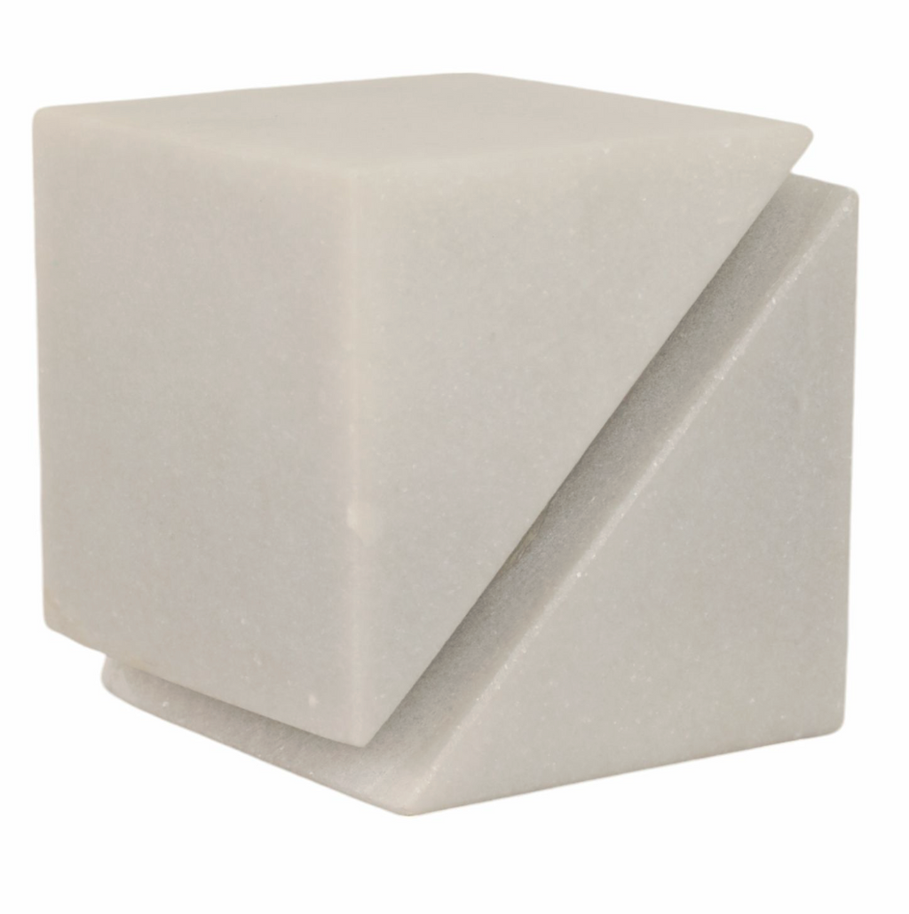 4" White Marble Cube