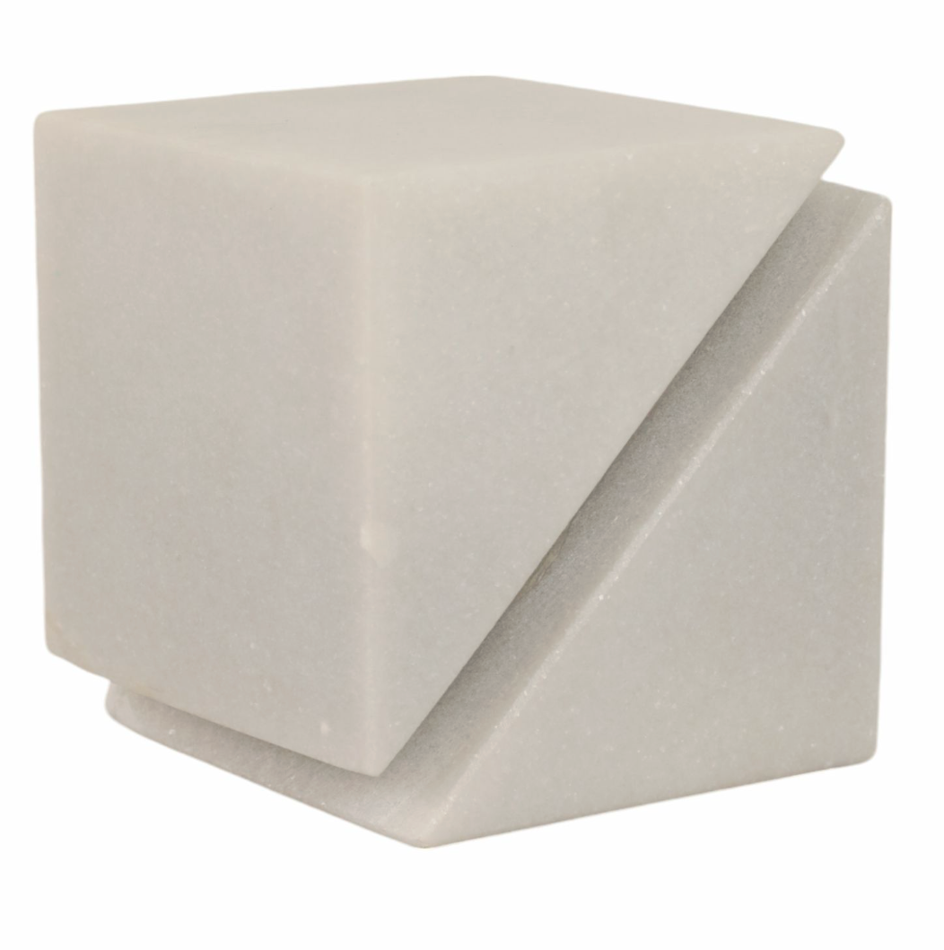 4" White Marble Cube